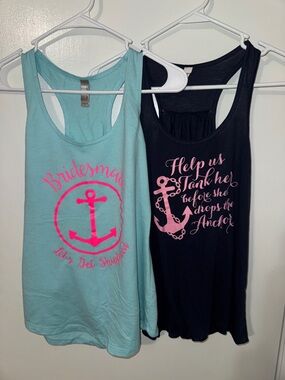Two funny bridesmaids tank tops